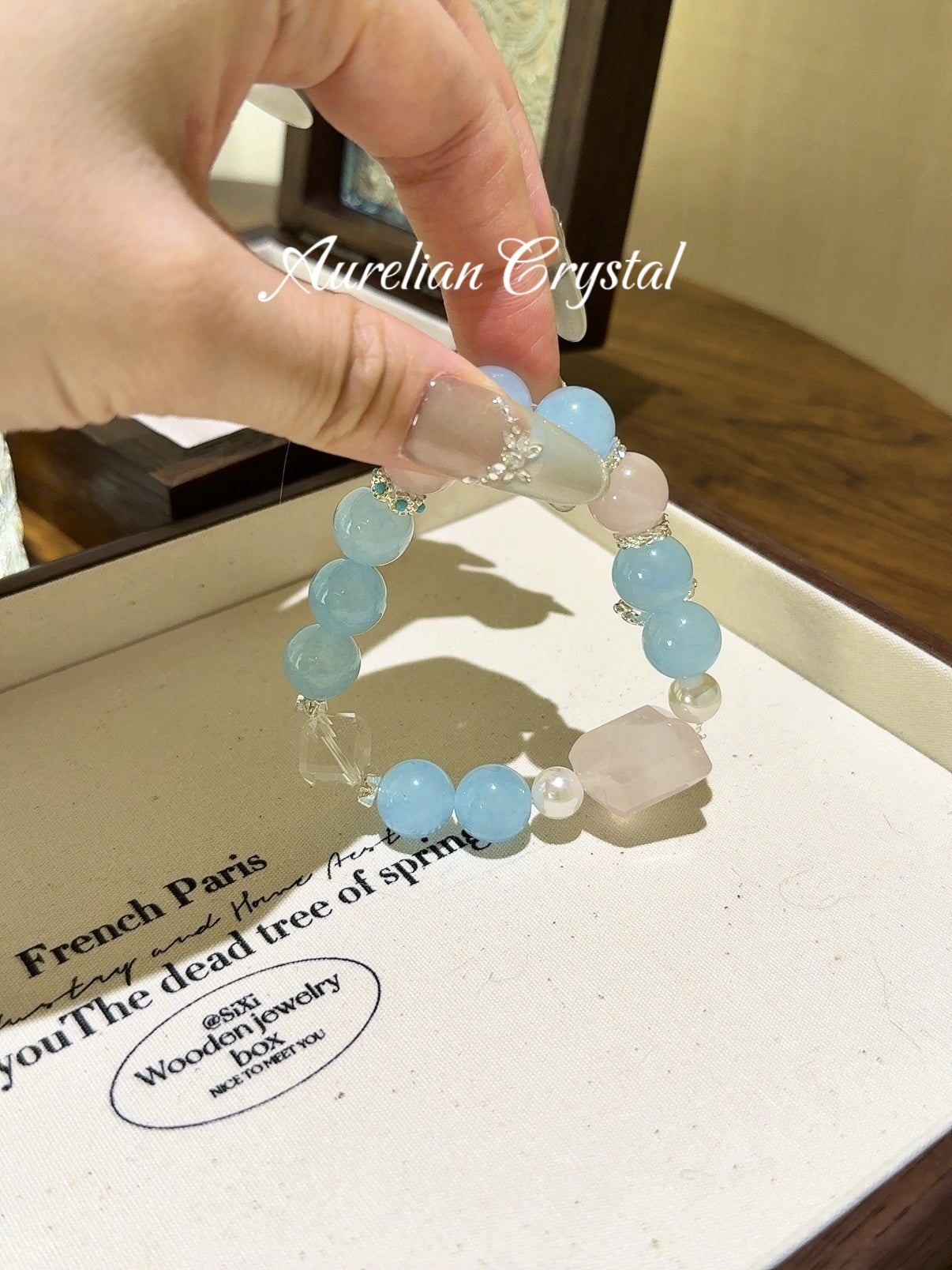 Blue Chalcedony & Rose Quartz freeform Bracelet (bac889)