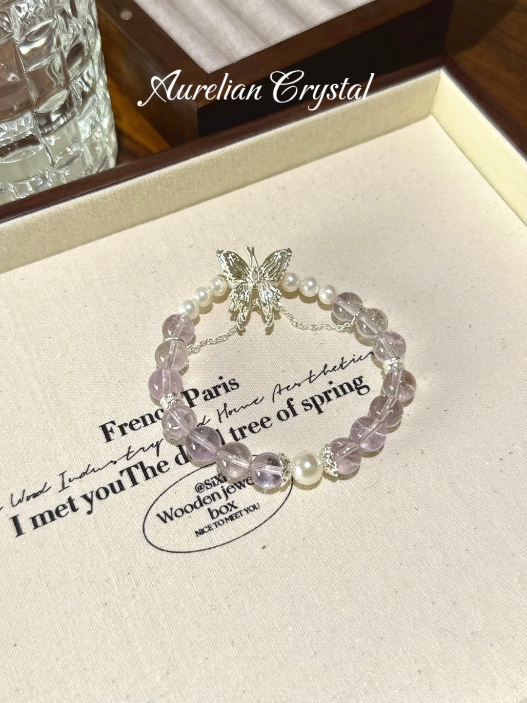 Amethyst & Pearl Butterfly Bracelet (bac871)