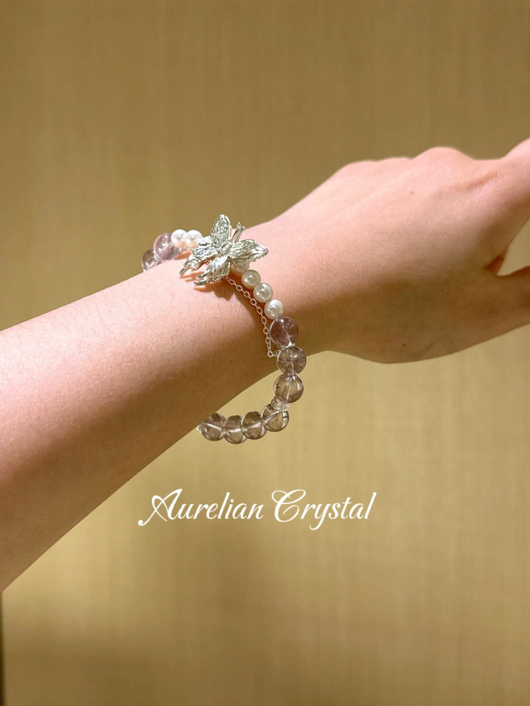 Amethyst & Pearl Butterfly Bracelet (bac871)