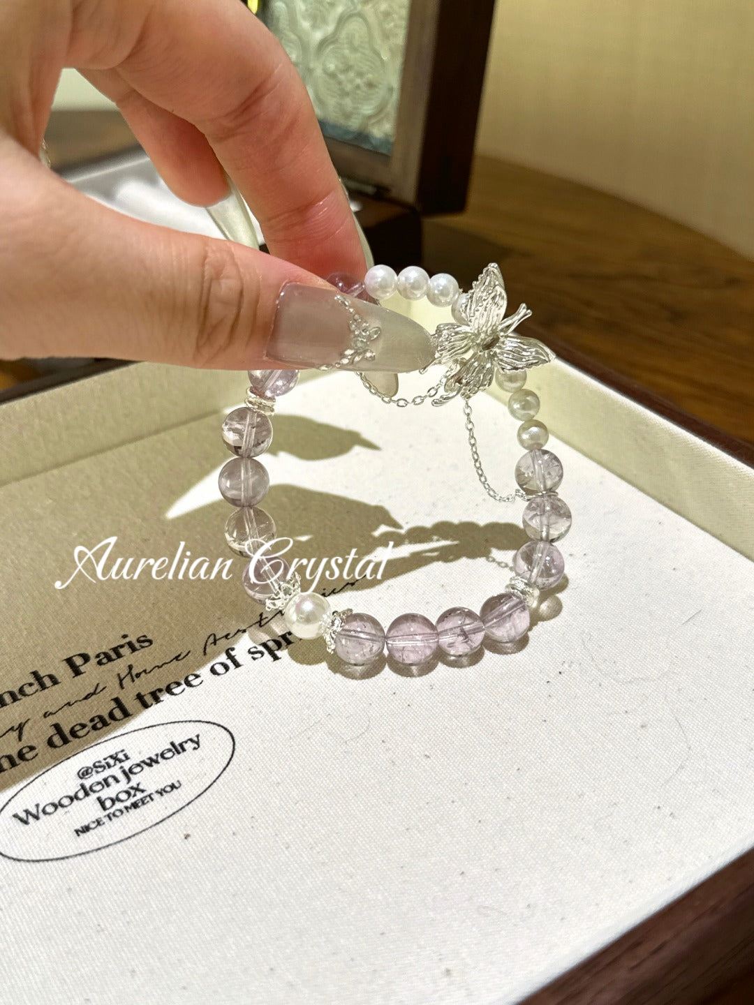 Amethyst & Pearl Butterfly Bracelet (bac871)