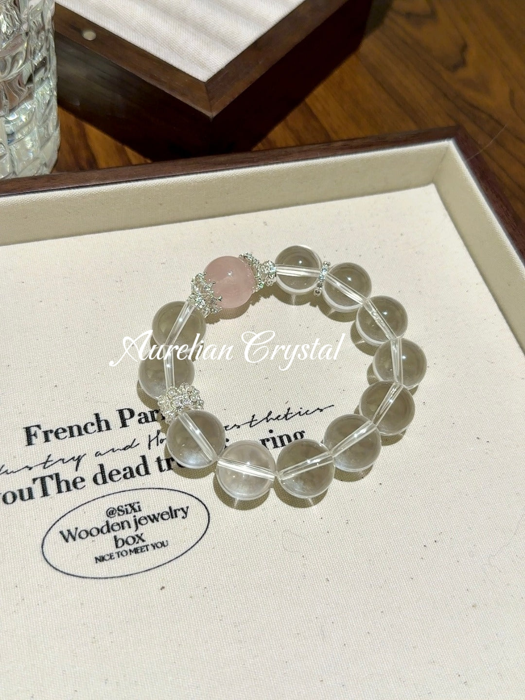 Clear Crystal & Rose Quartz Bracelet (bac773)