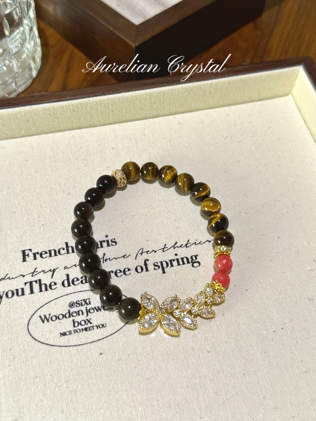 Yellow Tiger’s Eye, Silver Sheen Obsidian & Rhodonite Bracelet (bac961)