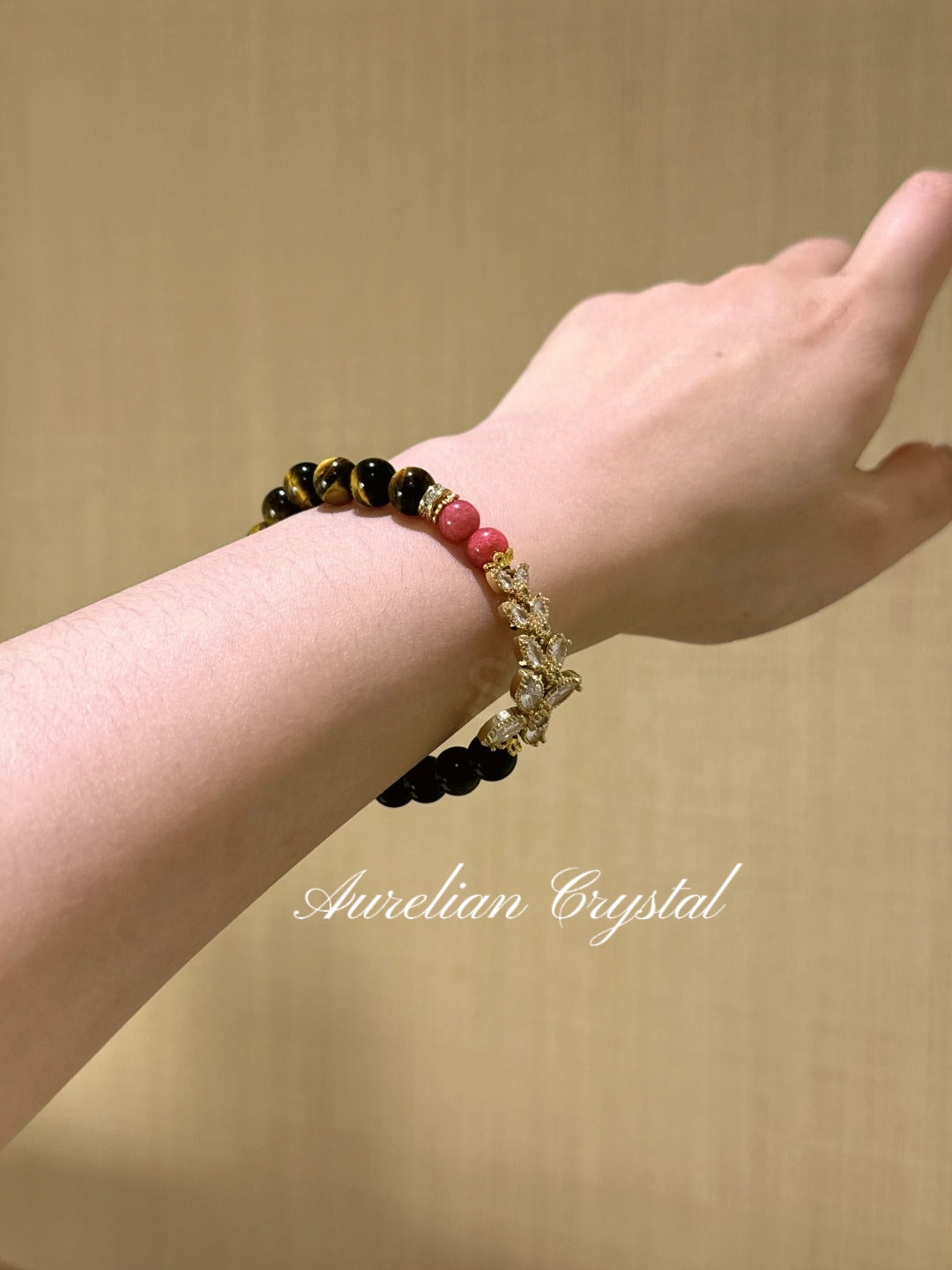 Yellow Tiger’s Eye, Silver Sheen Obsidian & Rhodonite Bracelet (bac961)