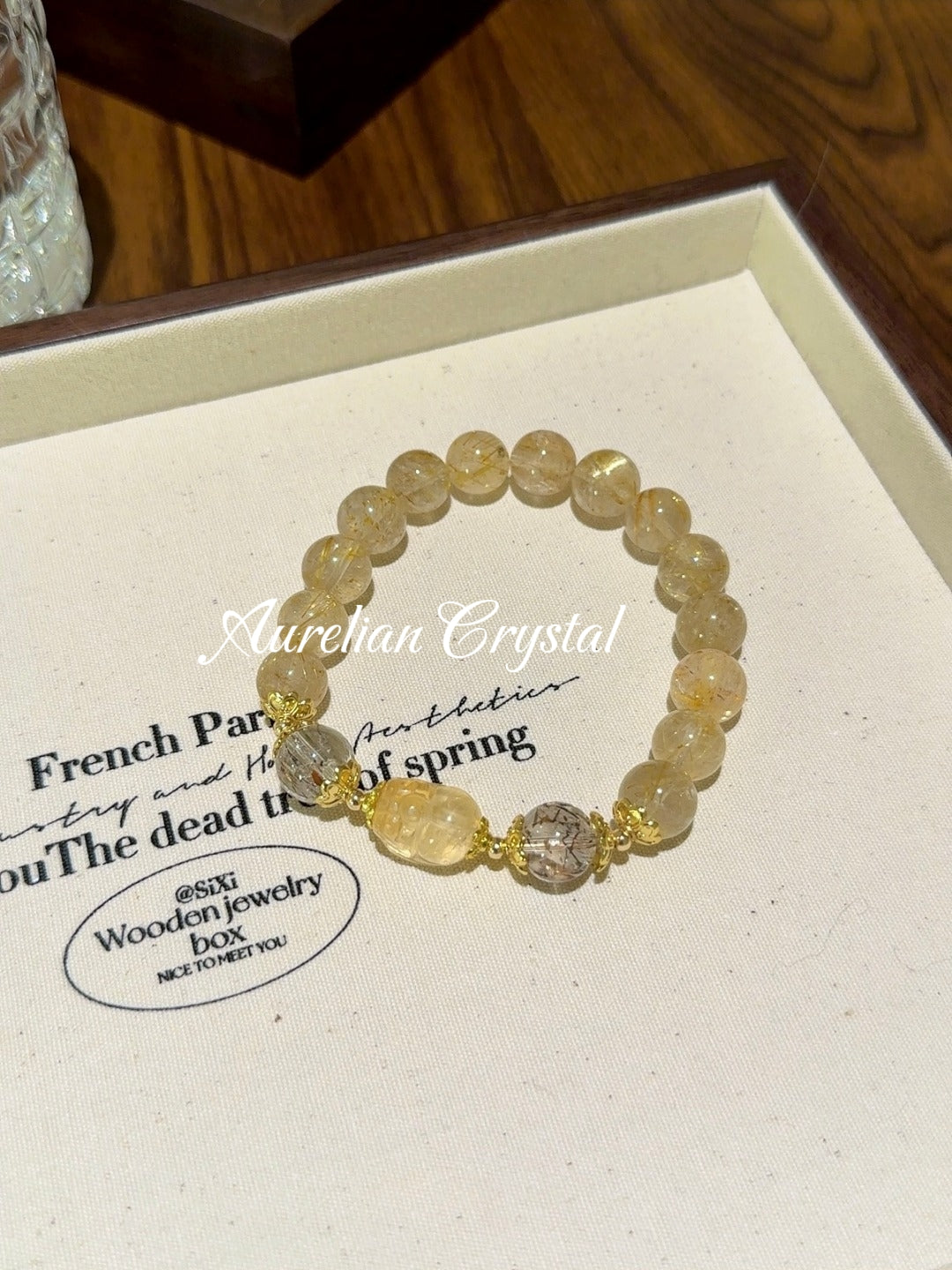 Rutilated Quartz, Black Gold Super & Citrine Pi Xiu Bracelet (bac735)