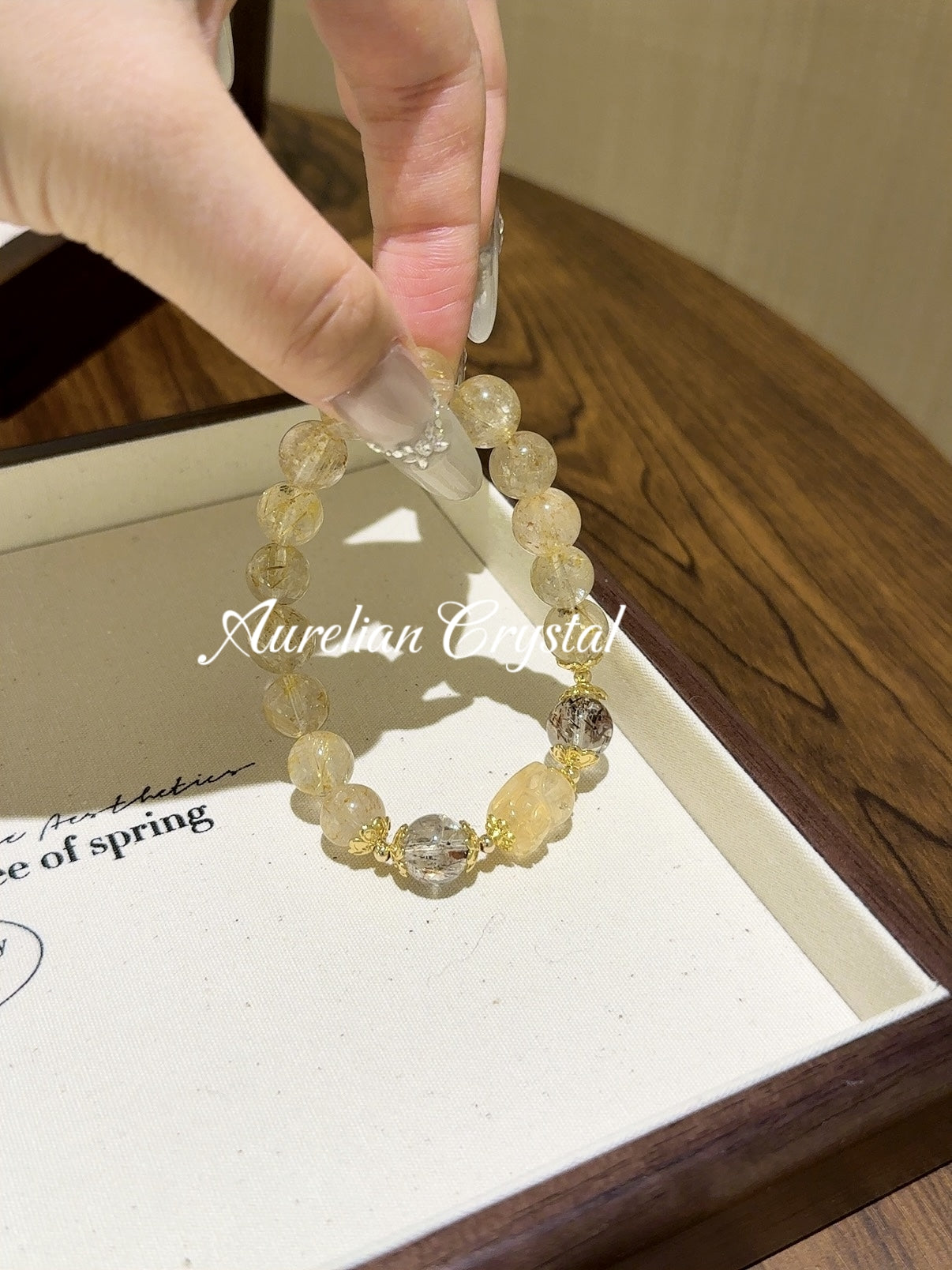 Rutilated Quartz, Black Gold Super & Citrine Pi Xiu Bracelet (bac735)