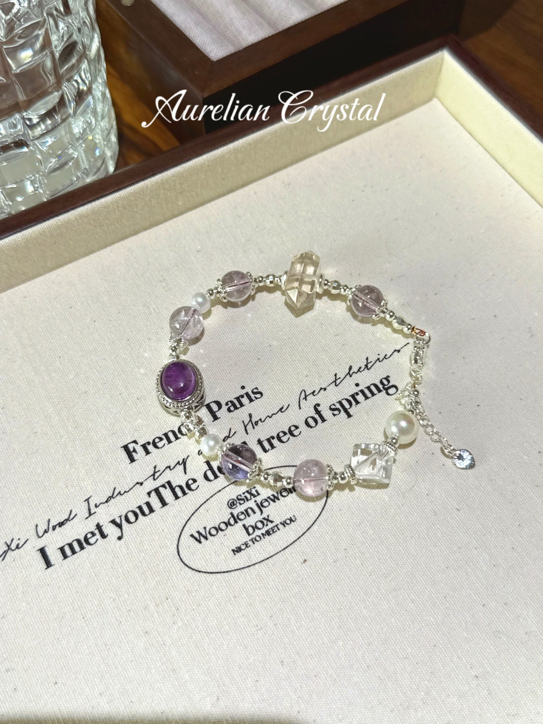 Amethyst & Clear Quartz Double-Terminated Bracelet (bac872)