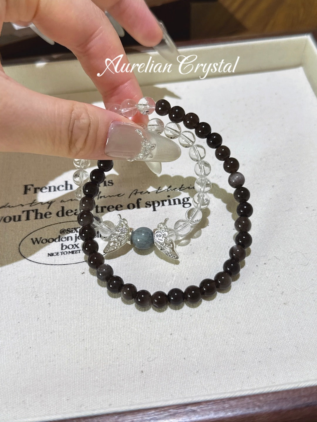 Clear Quartz, Silver Obsidian & Tiger's Eye Bracelet (bac620)