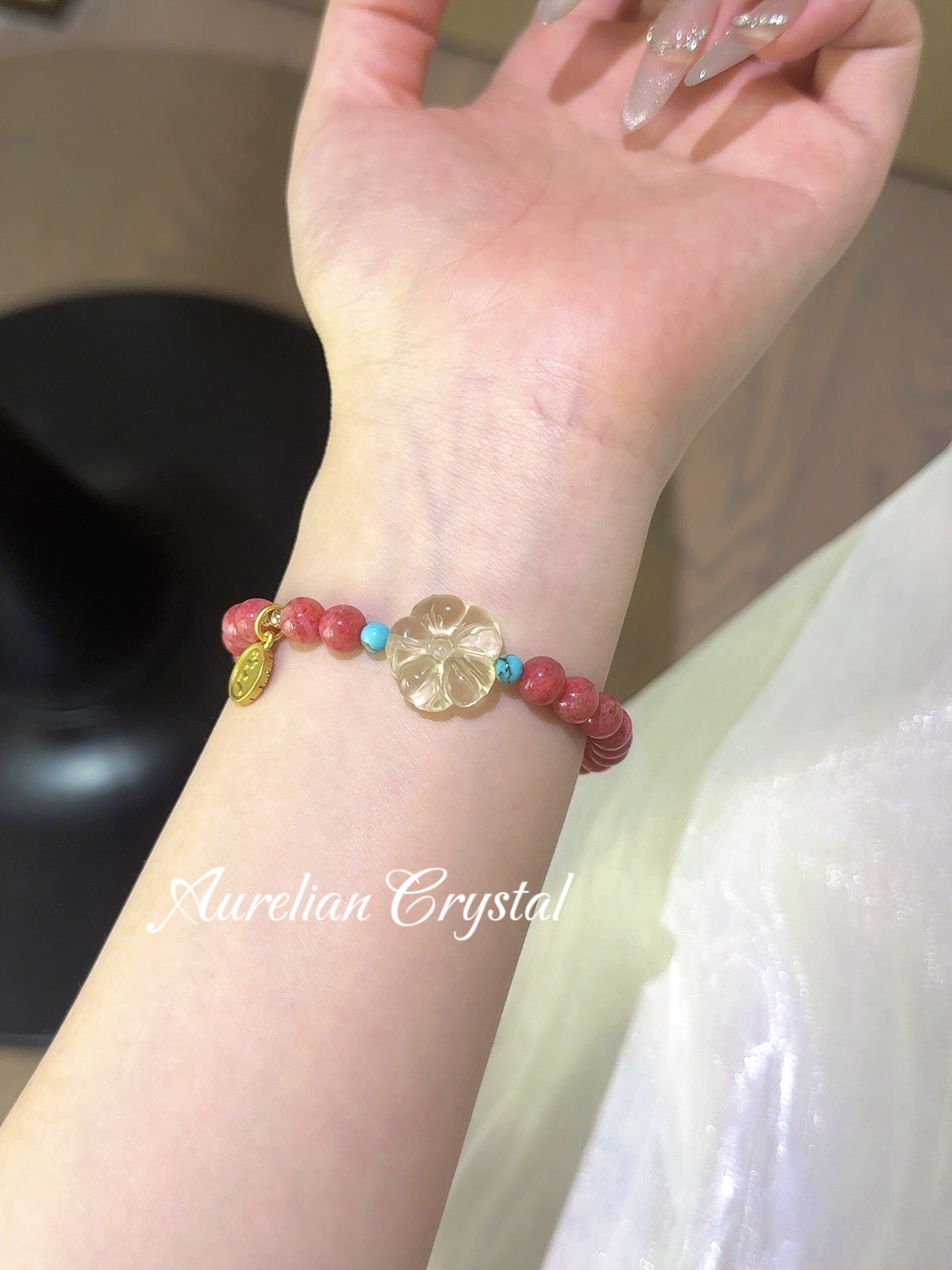 Rhodonite, Turquoise & Citrine Flower Bracelet (bac850)