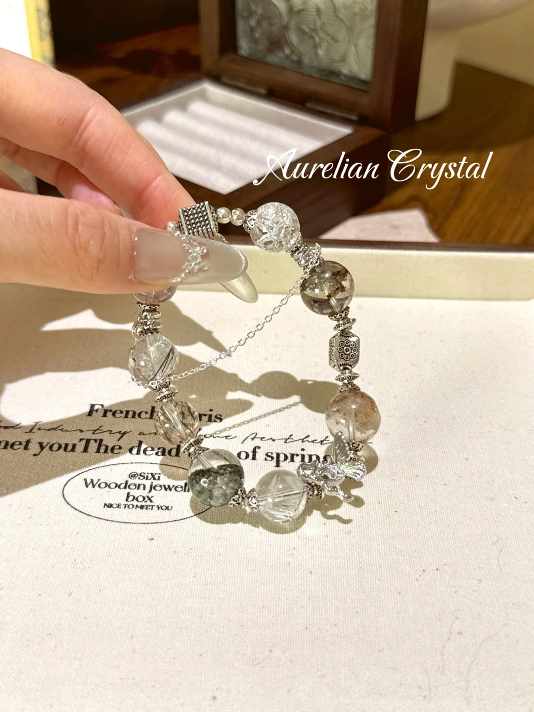 Green Phantom Quartz, Black Gold Ultra, Black Rutilated Quartz & White Azeztulite Bracelet (bac907)