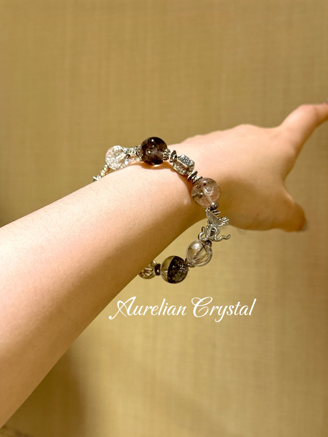 Green Phantom Quartz, Black Gold Ultra, Black Rutilated Quartz & White Azeztulite Bracelet (bac907)