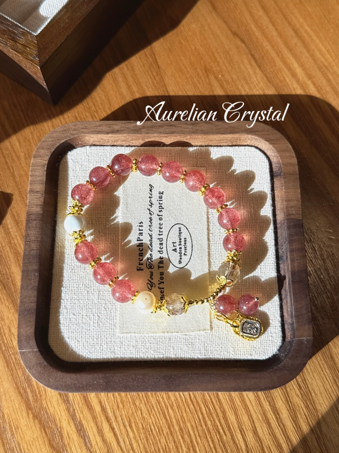 Strawberry Quartz & Black Rutilated Quartz Bracelet (bac845)