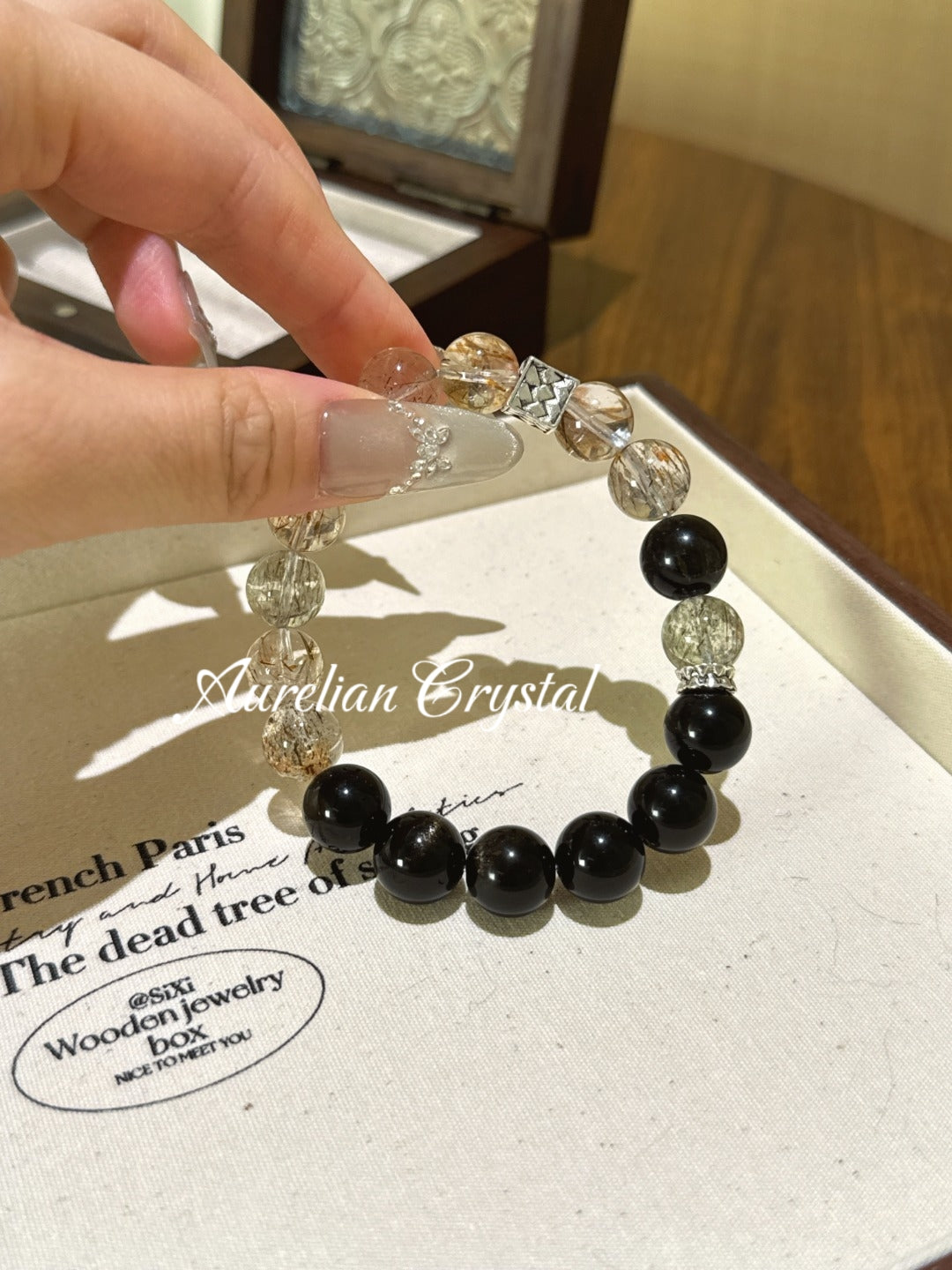 Black Gold & Gold Sheen Obsidian Bracelet (bac967)