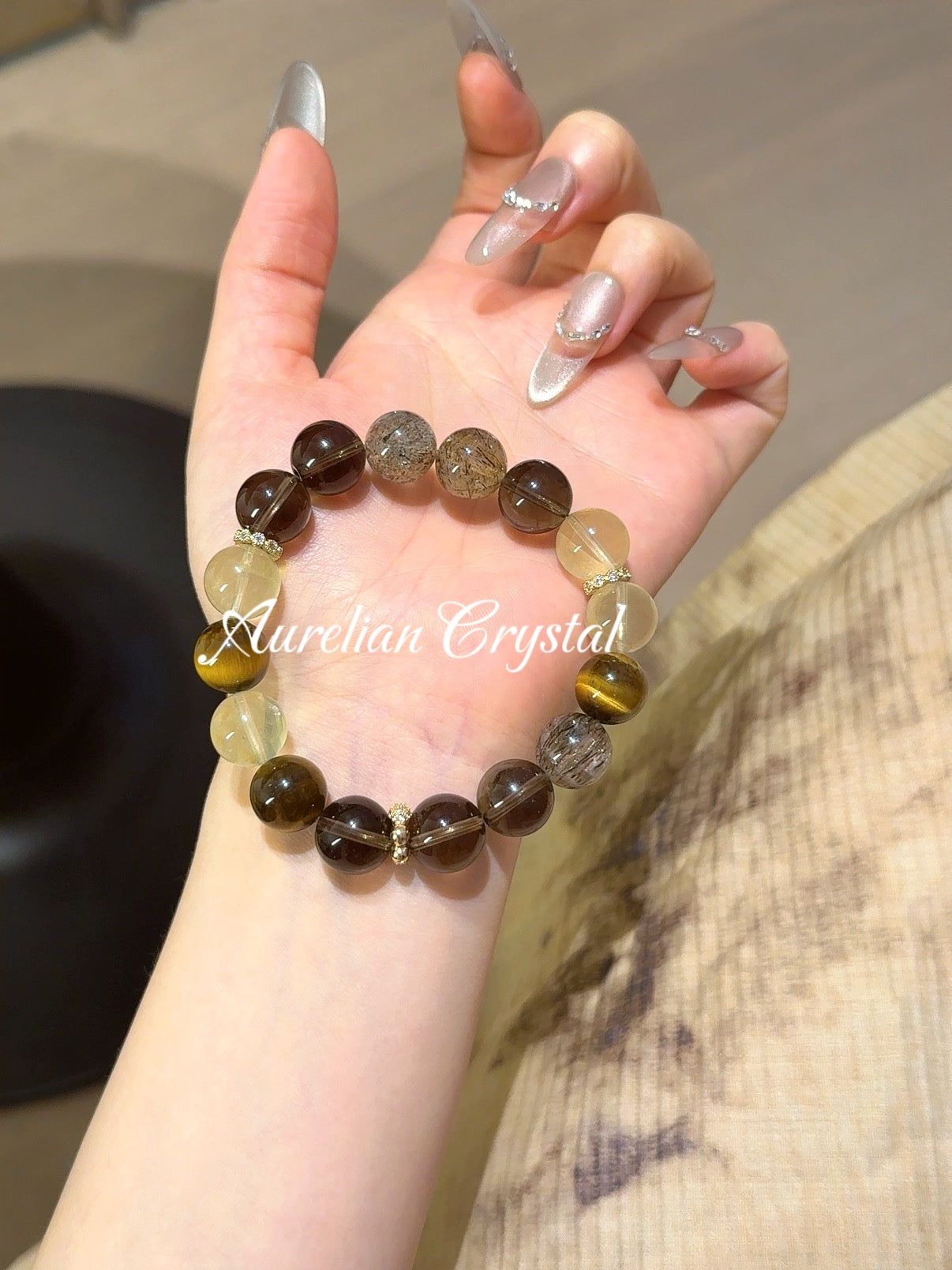 Yellow &Smoky Quartz Bracelet (bac623)