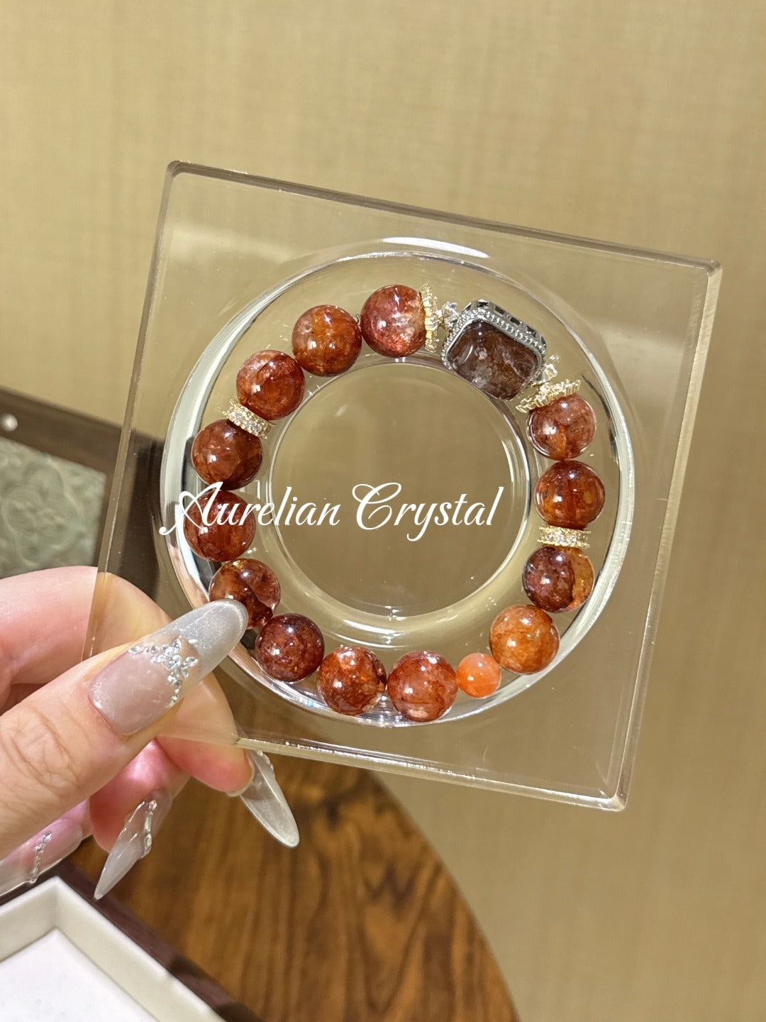 Red Aventurine & Multi-Color Phantom Quartz Bracelet (bac932)
