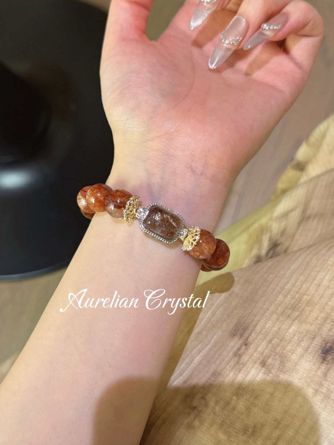 Red Aventurine & Multi-Color Phantom Quartz Bracelet (bac932)