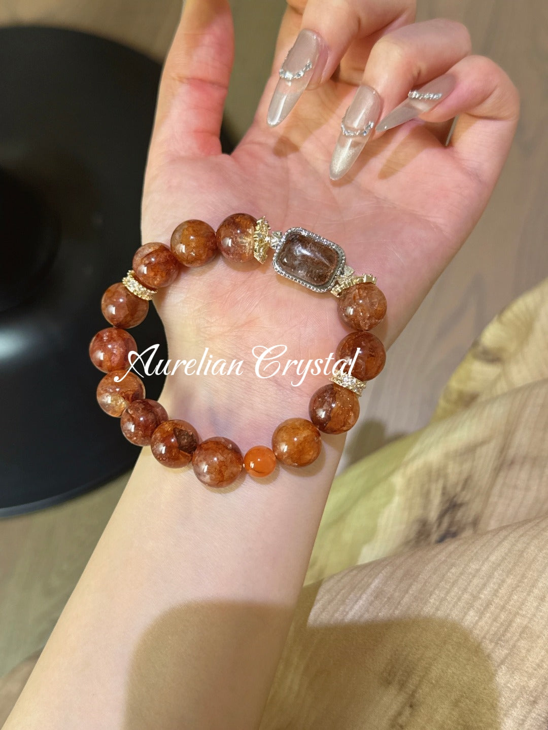 Red Aventurine & Multi-Color Phantom Quartz Bracelet (bac932)
