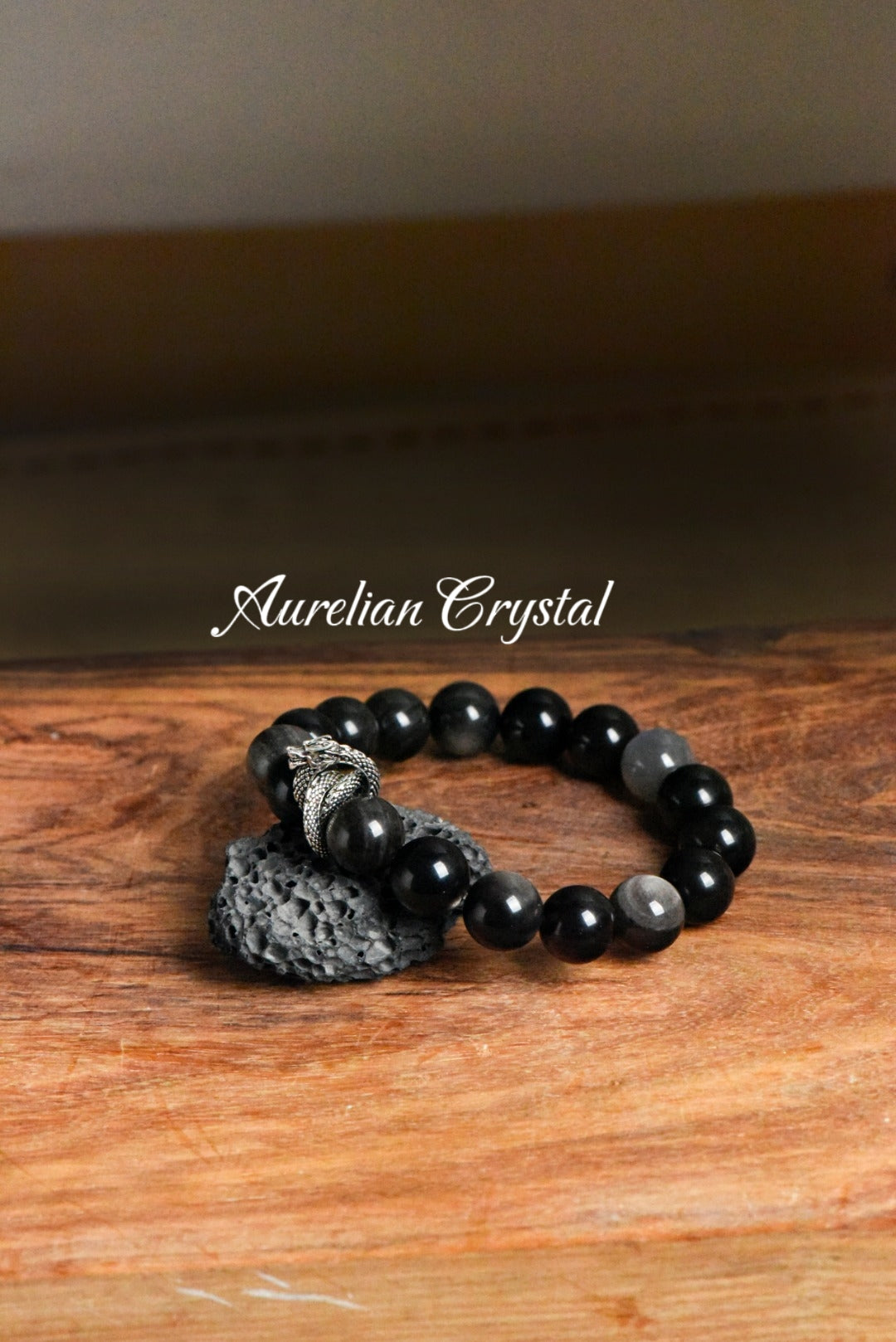 Silver Sheen Obsidian & Gray Moonstone Bracelet (bac628)