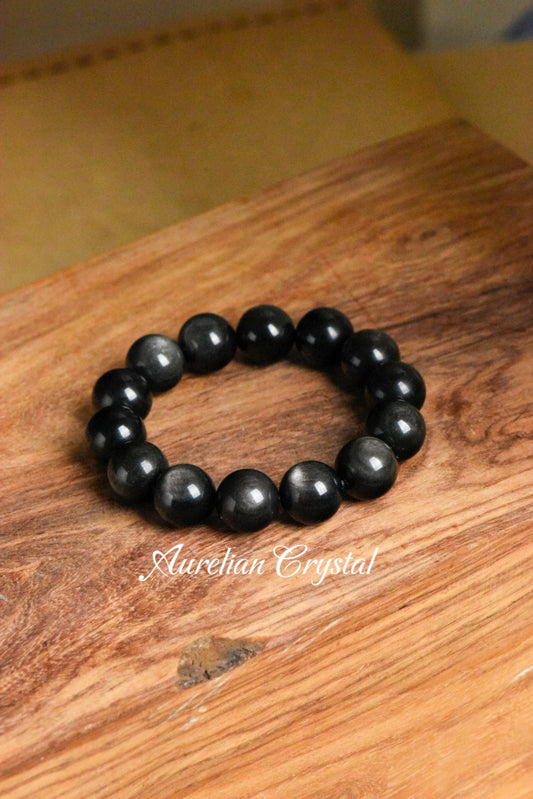 Silver Sheen Obsidian Bracelet (baa-a002)
