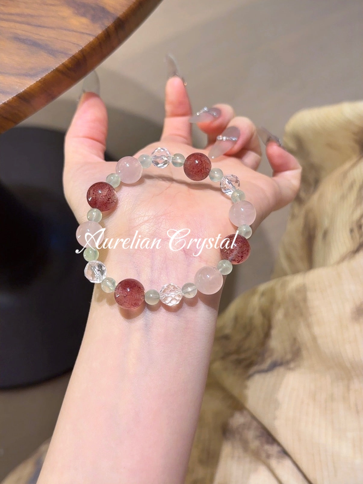 Rose Quartz & Strawberry Quartz for Positive Vibes/ Attracting Happiness (bac1561)