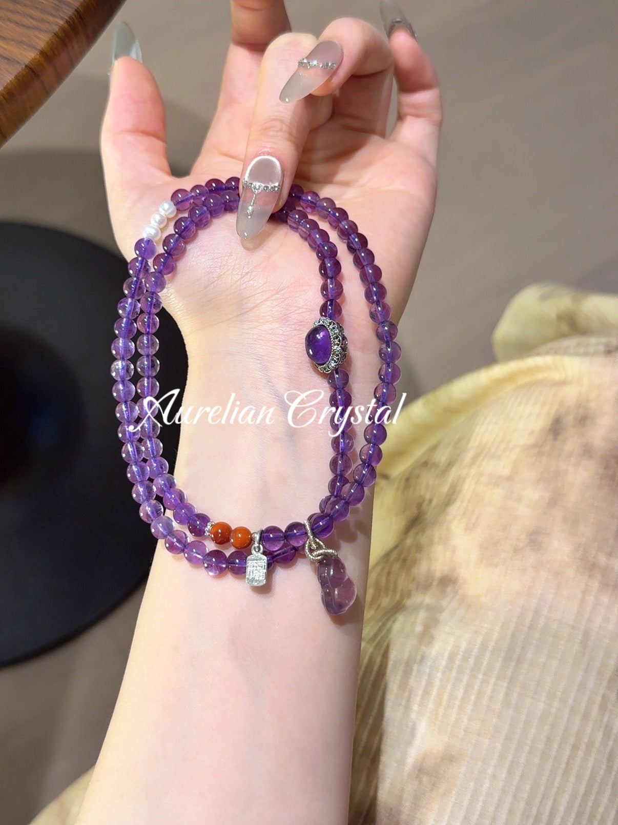 Emotional Healing Amethyst Multi Wrap Bracelet (bac454)