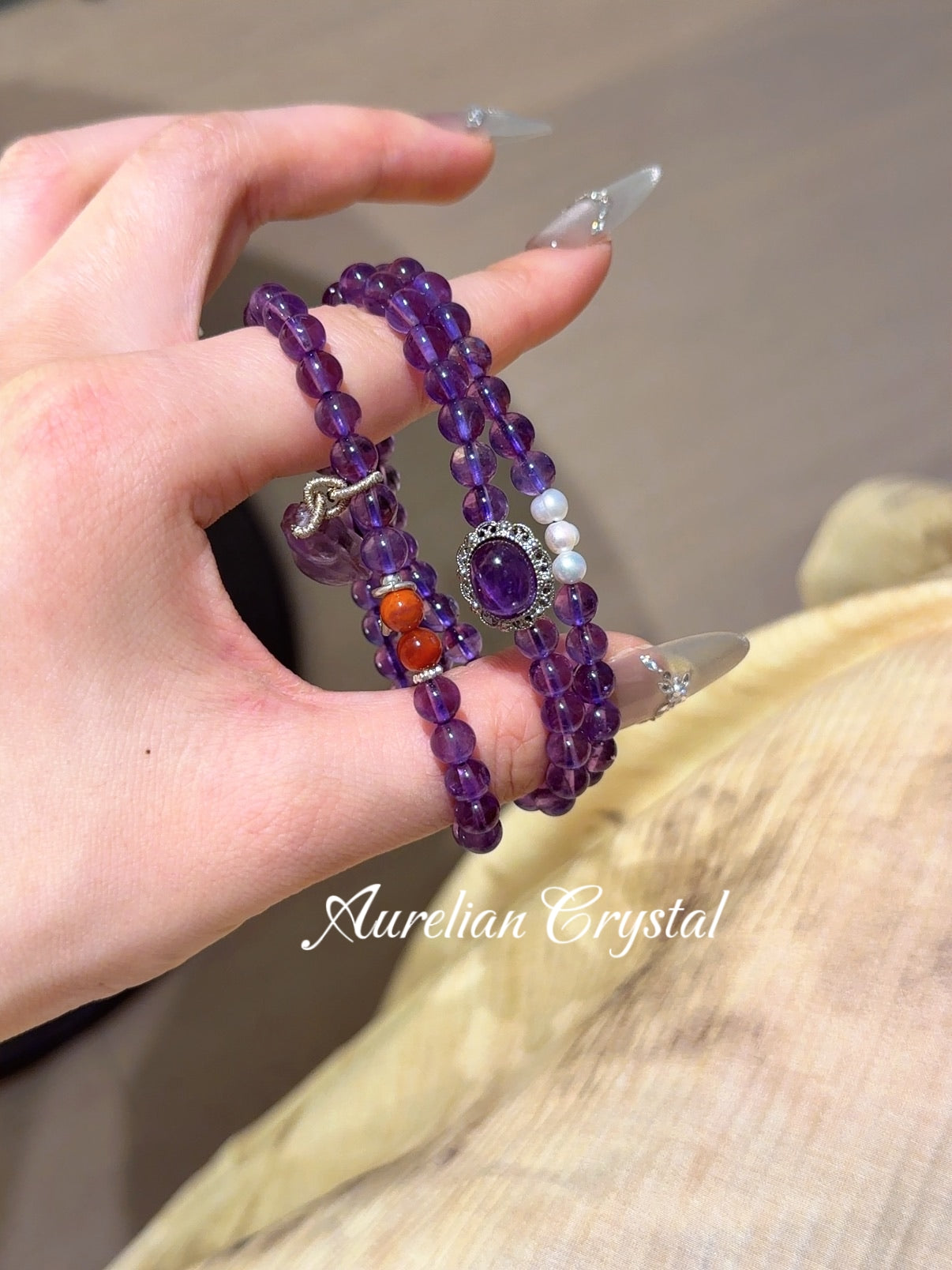 Emotional Healing Amethyst Multi Wrap Bracelet (bac454)